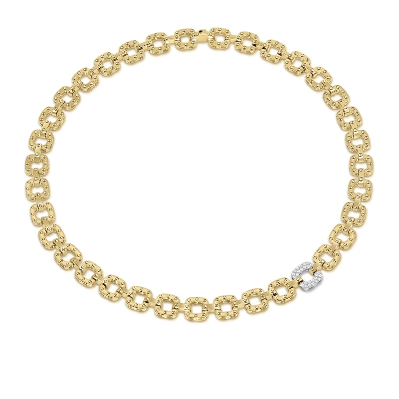 ROBERTO COIN 18KT GOLD NECKLACE WITH DIAMOND LINK FROM THE POIS MOI