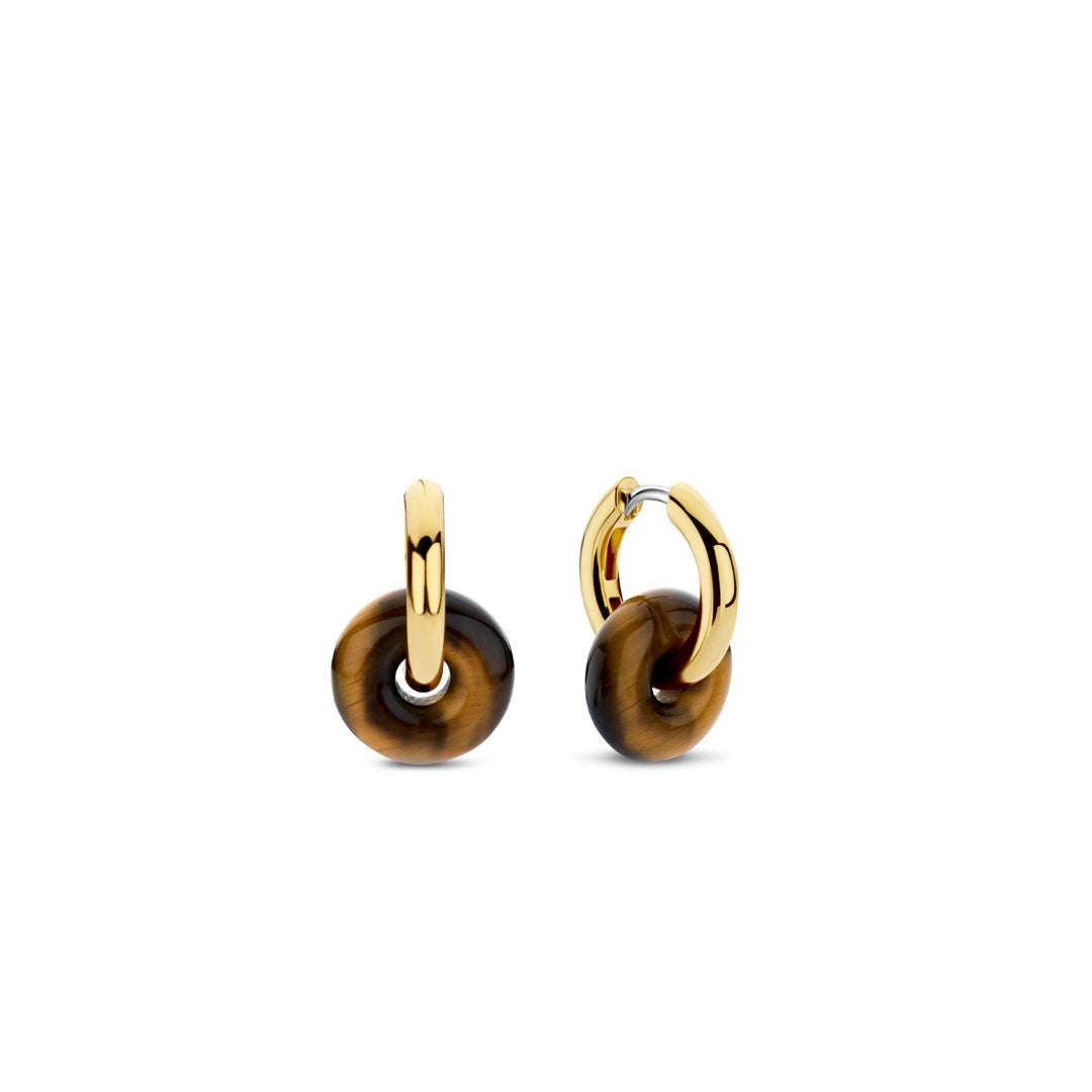 Tisento Milano Sterling Silver gold plated BrownEarrings