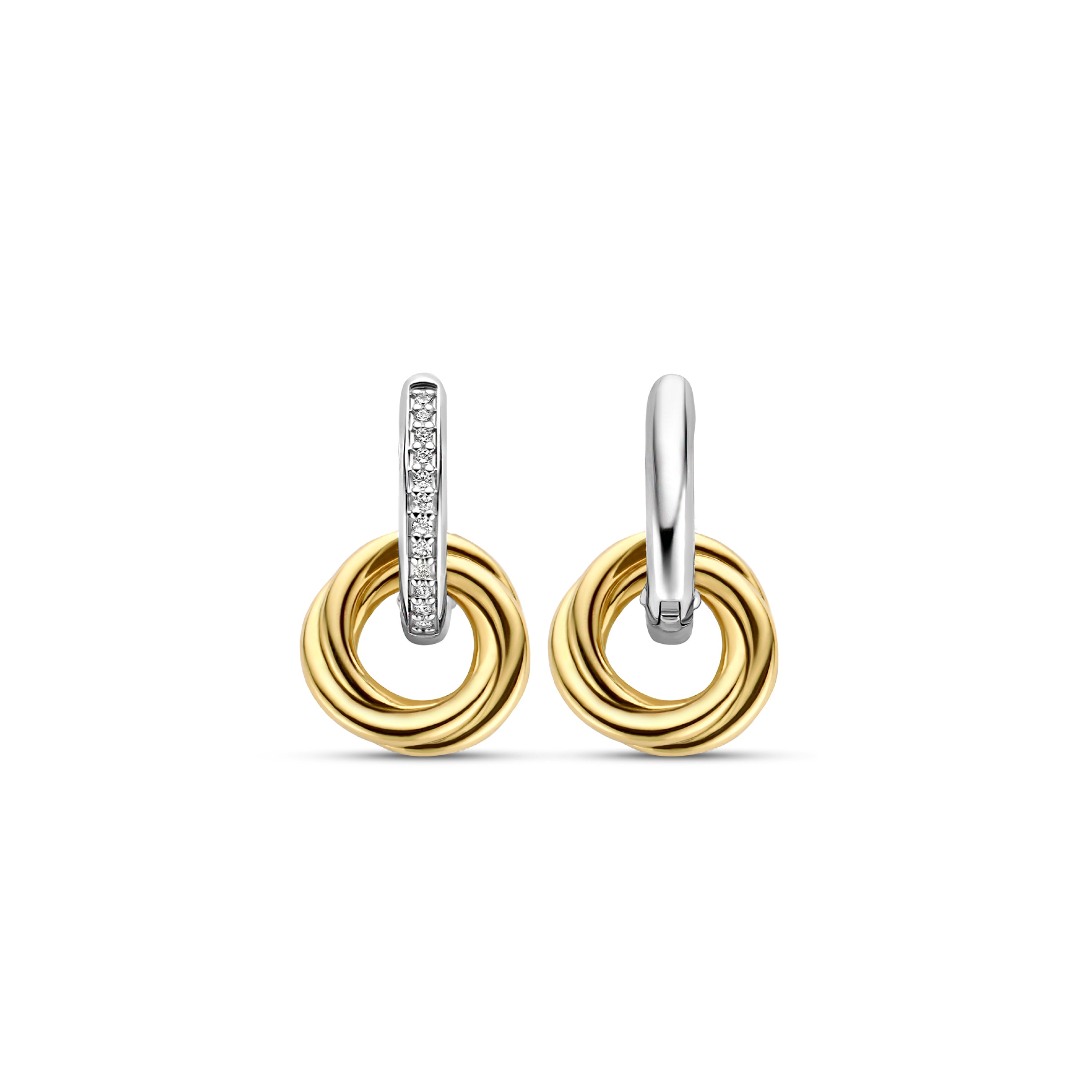 Tisento Milano Sterling Silver gold plated Zirconia white yellow gold platedEarrings