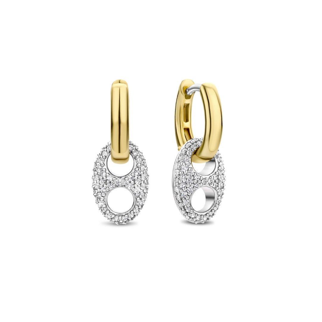 Tisento Milano Sterling Silver gold plated Zirconia white yellow gold platedEarrings