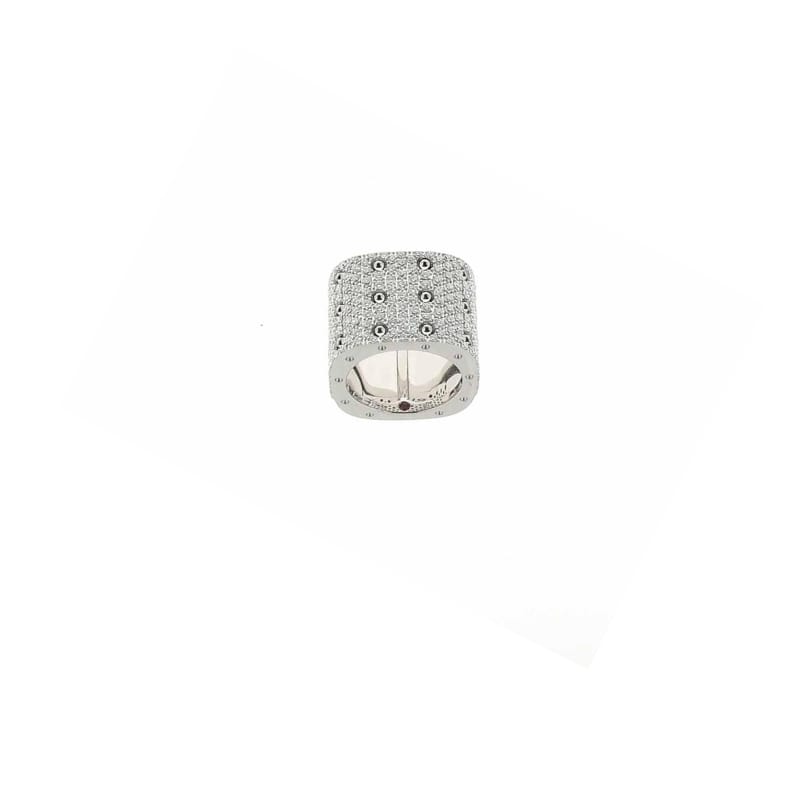 ROBERTO COIN 18KT GOLD 3 ROW PAVE DIAMOND RING FROM THE POIS MOI
