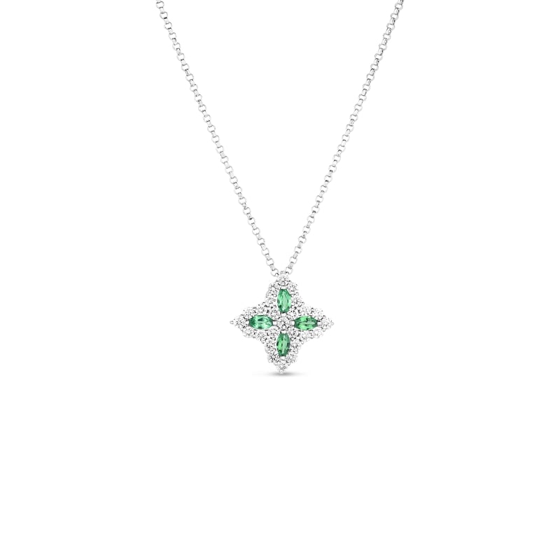 ROBERTO COIN 18K GOLD, DIA & TSAVORITE PRINCESS FLOWER MEDIUM PENDANT FROM THE PRINCESS FLOWER