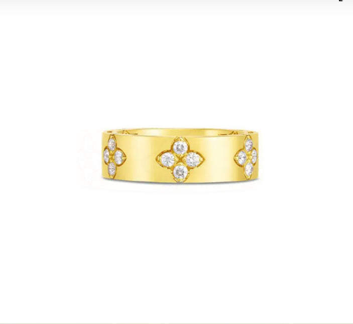 ROBERTO COIN 18K YELLOW GOLD LOVE AND VERONA RING .45CT SI1 CLARITY AND G COLOR DIAMONDS