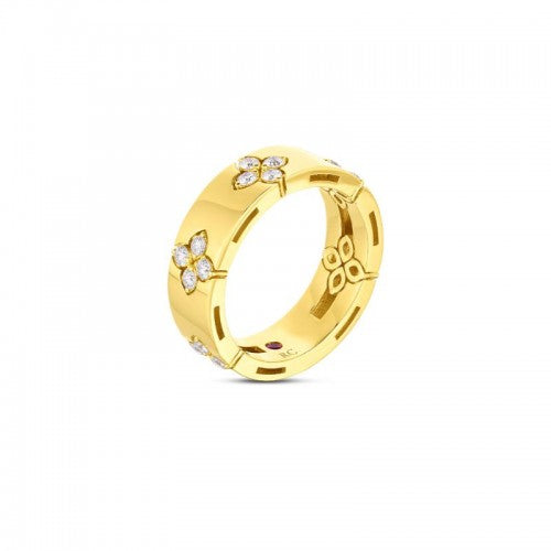 ROBERTO COIN 18K YELLOW GOLD LOVE AND VERONA RING .45CT SI1 CLARITY AND G COLOR DIAMONDS