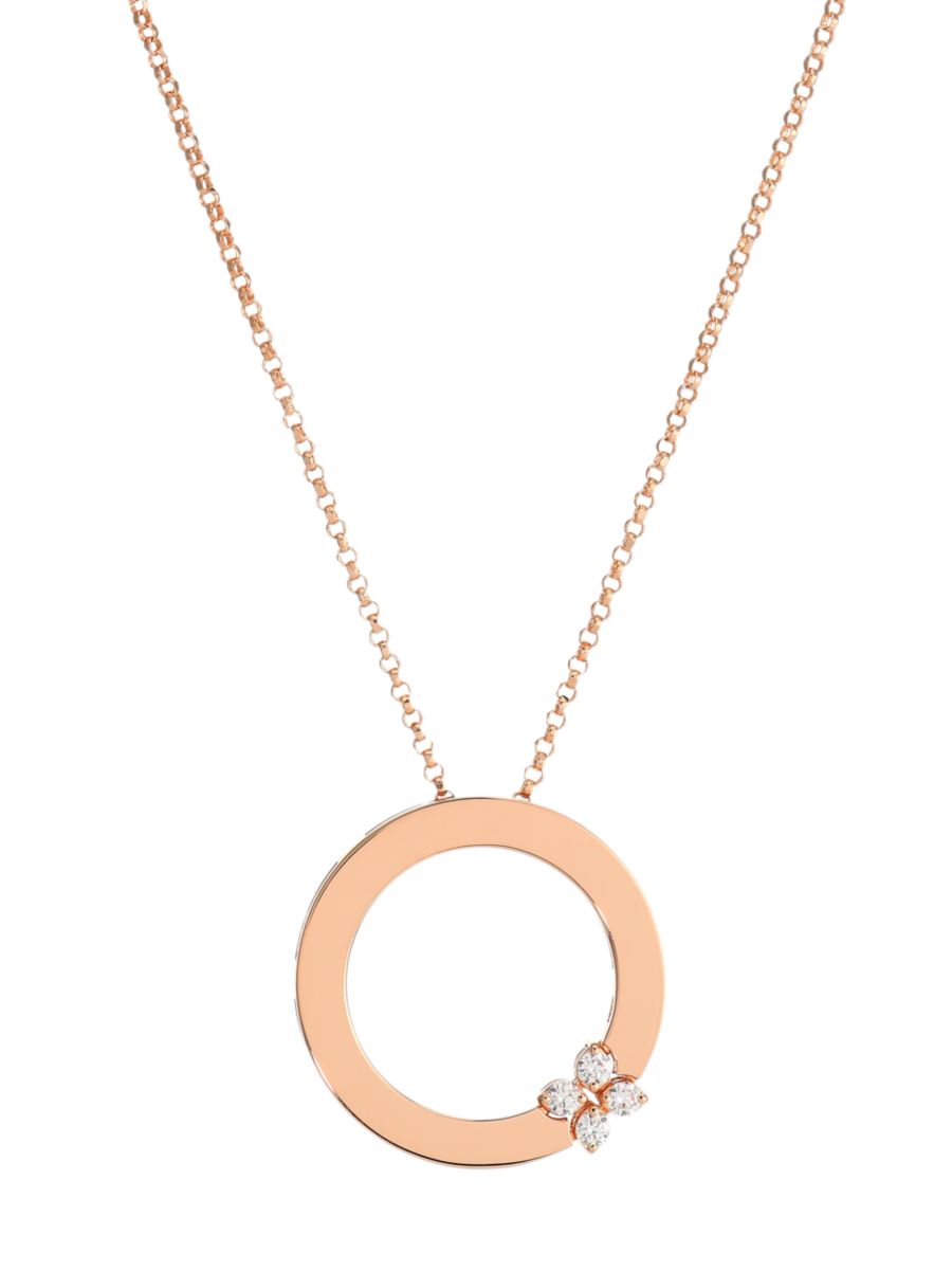 18K ROSE LOVE IN VERONA CIRCLE OF LIFE NECKLACE .07CT