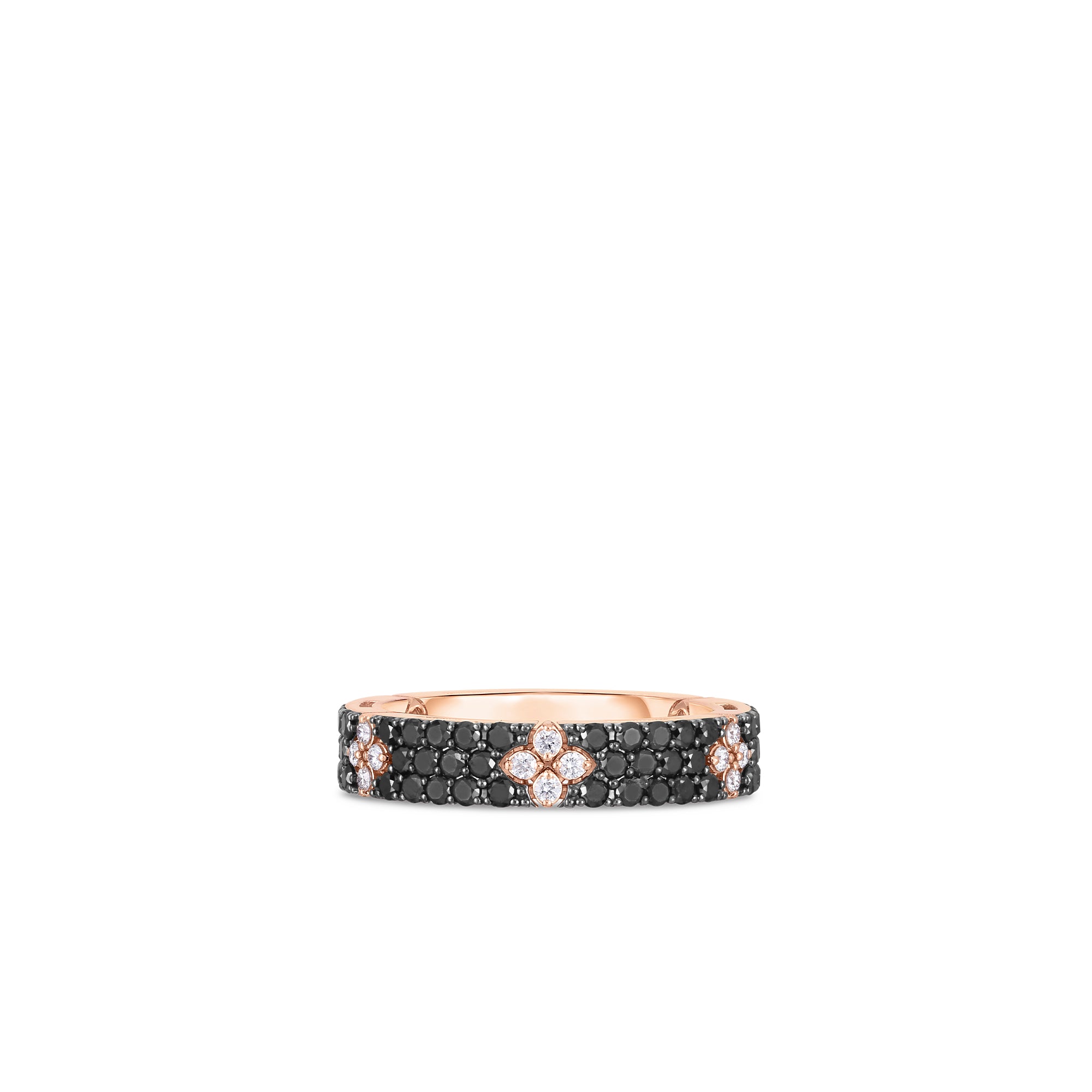 ROBERTO COIN 18K ROSE GOLD AND BLACK DIAMONDS 1.04CT ALONG WITH WHITE DIAMONDS 0.15CT BAND LOVE & VERONA COLLECTION
