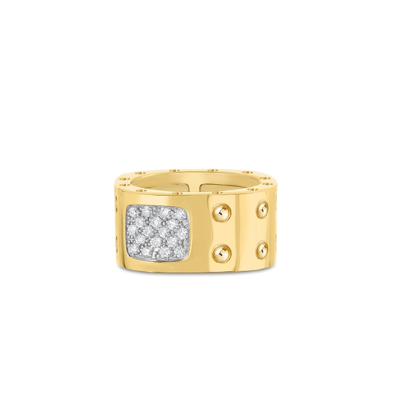 ROBERTO COIN 2-ROW-SQUARE-RING-WITH-DIAMONDS FROM THE POIS MOI