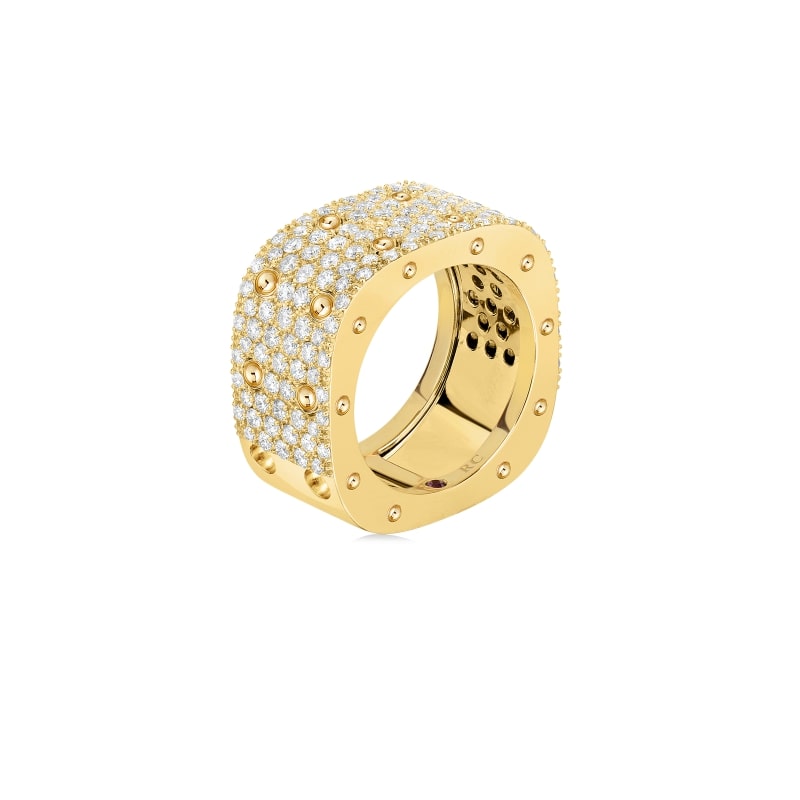 ROBERTO COIN 2-ROW-SQUARE-RING-WITH-DIAMONDS-2 FROM THE POIS MOI
