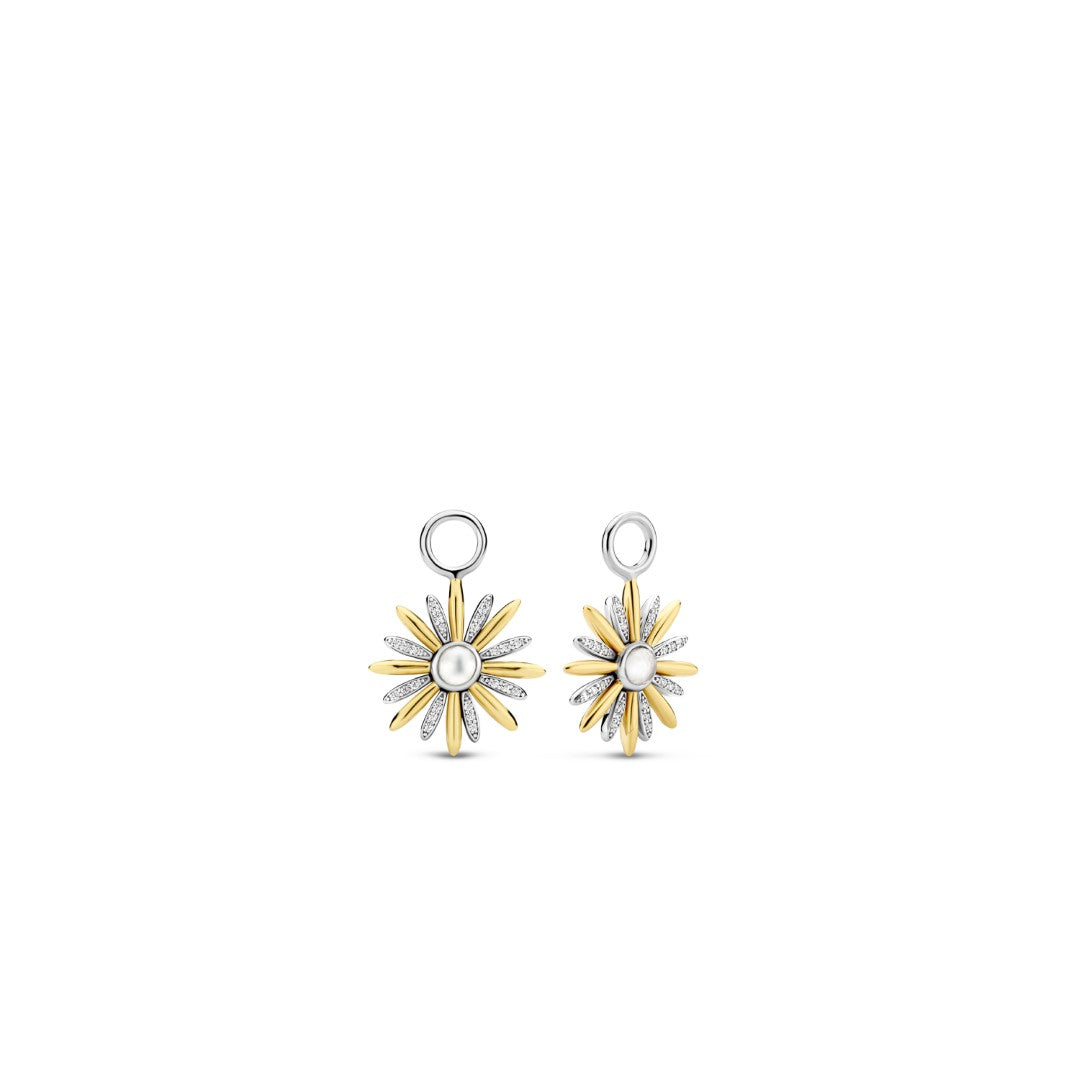 Tisento Milano Sterling Silver gold plated Zirconia white yellow gold platedEar Charms