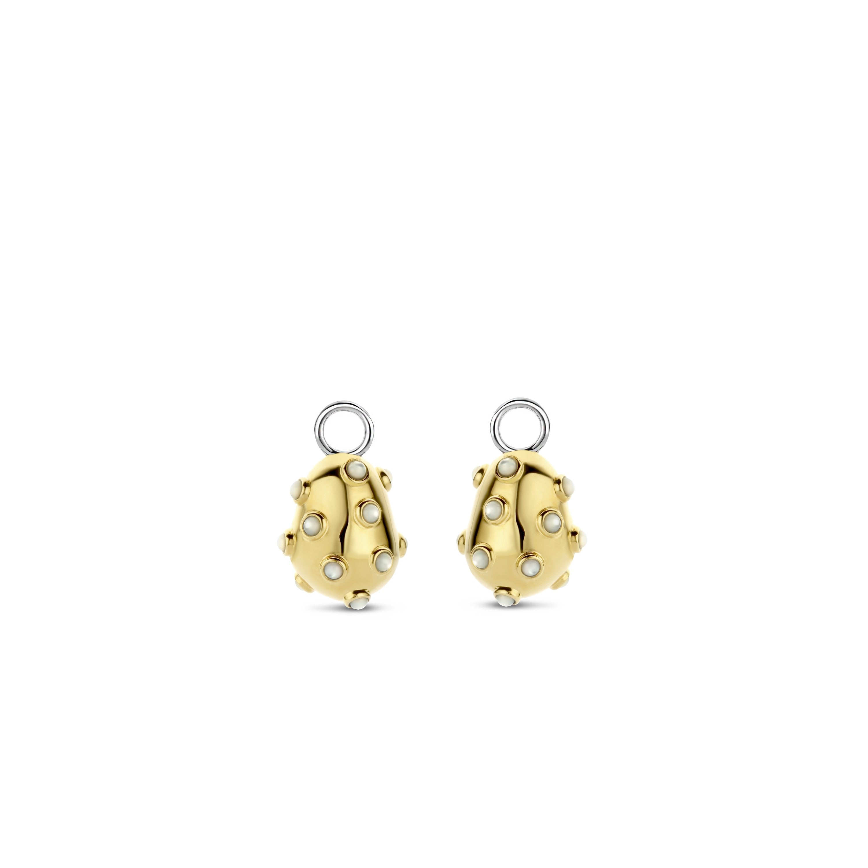 Tisento Milano Sterling Silver gold plated Mother of pearlEar Charms