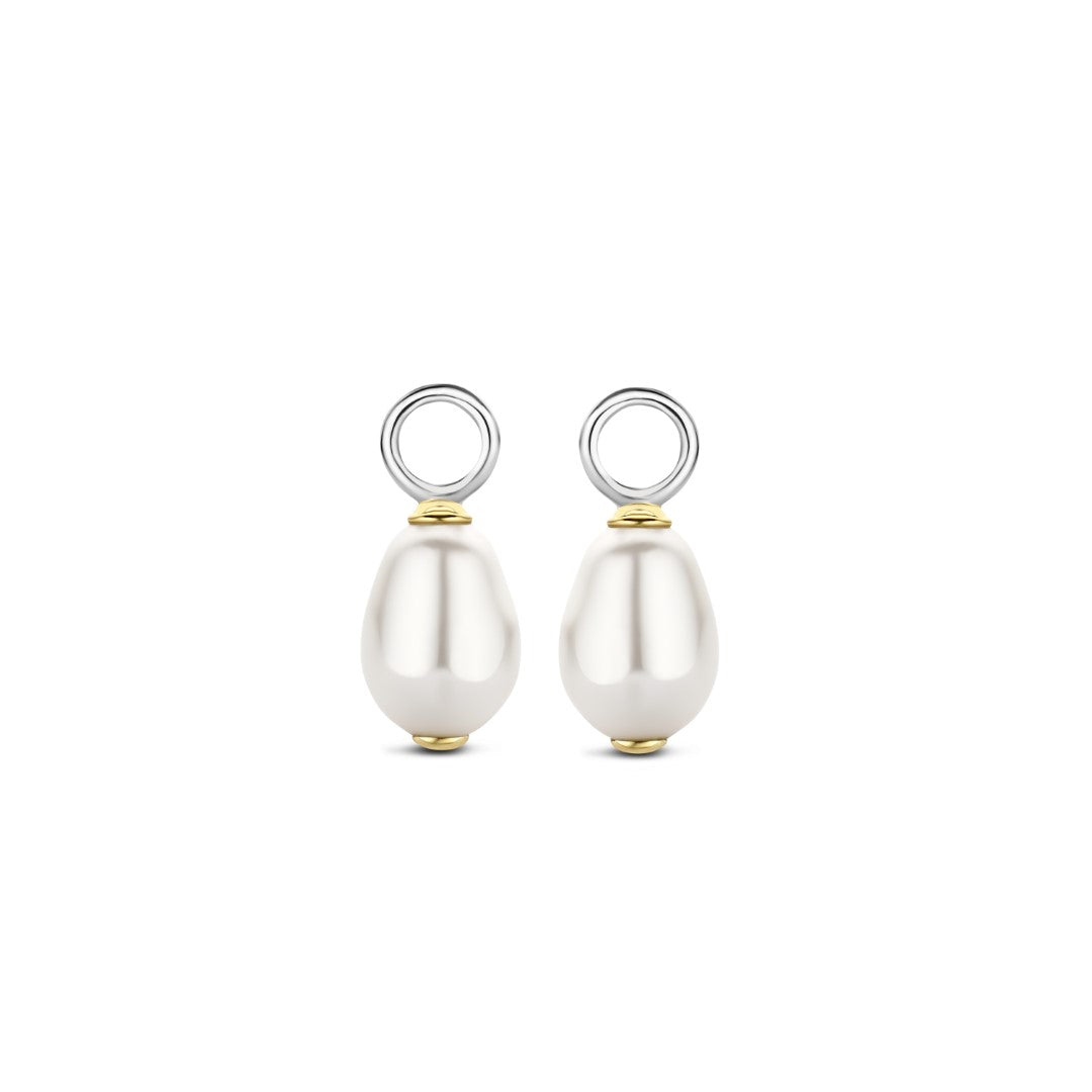 Tisento Milano Sterling Silver gold plated Pearl whiteEar Charms