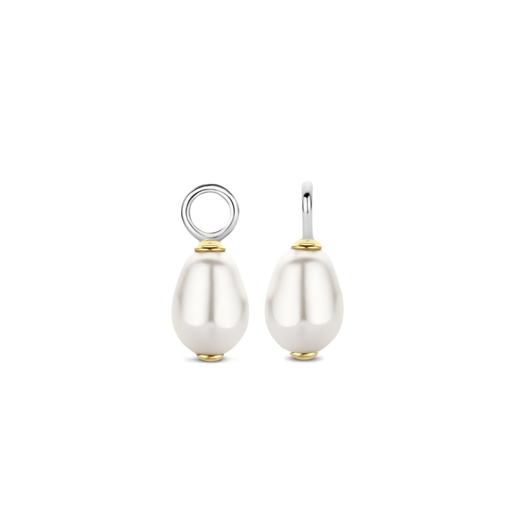 Tisento Milano Sterling Silver gold plated Pearl whiteEar Charms