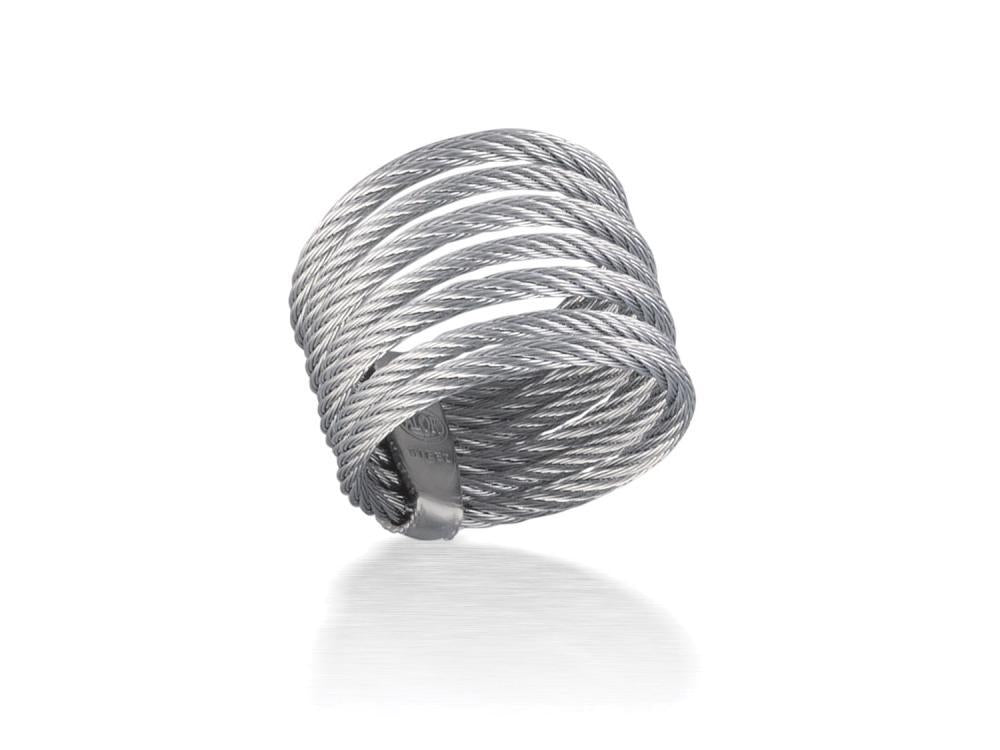 Alor Grey cable 7 row (3) 1.6mm & (4) 2.5mm, 18 karat Yellow Gold with stainless steel. Imported.