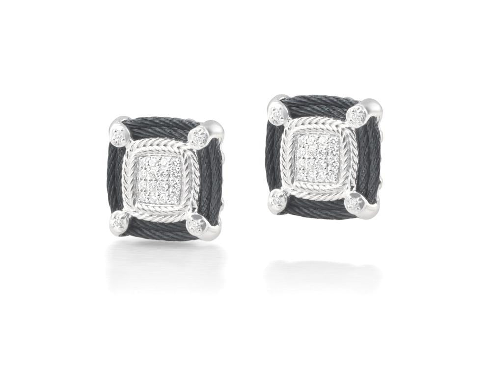 Alor Black cable, 18 karat White Gold, 0.36 total carat weight Diamonds and stainless steel. Imported.