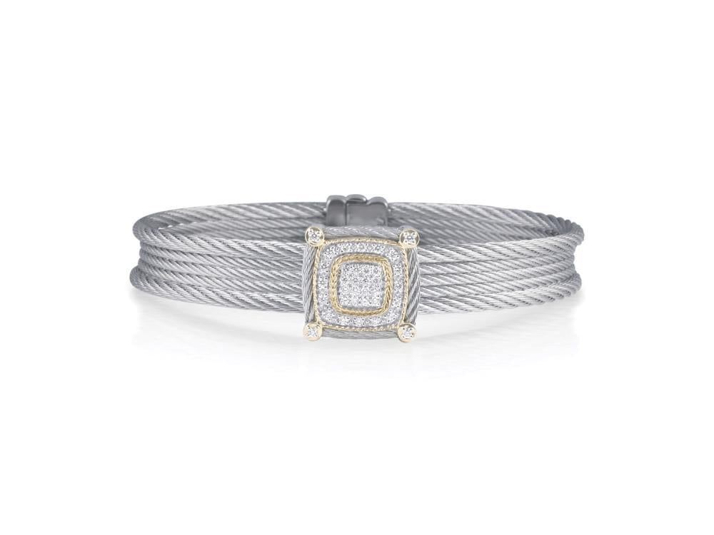 Alor Grey cable, 18 karat Yellow Gold, 0.33 total carat weight Diamonds and stainless steel. Imported.