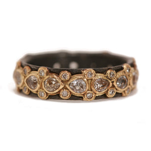 ARMENTA 18K YELLOW GOLD AND STERLING SILVER  DIAMOND AND SAPPHIRE BAND 01688