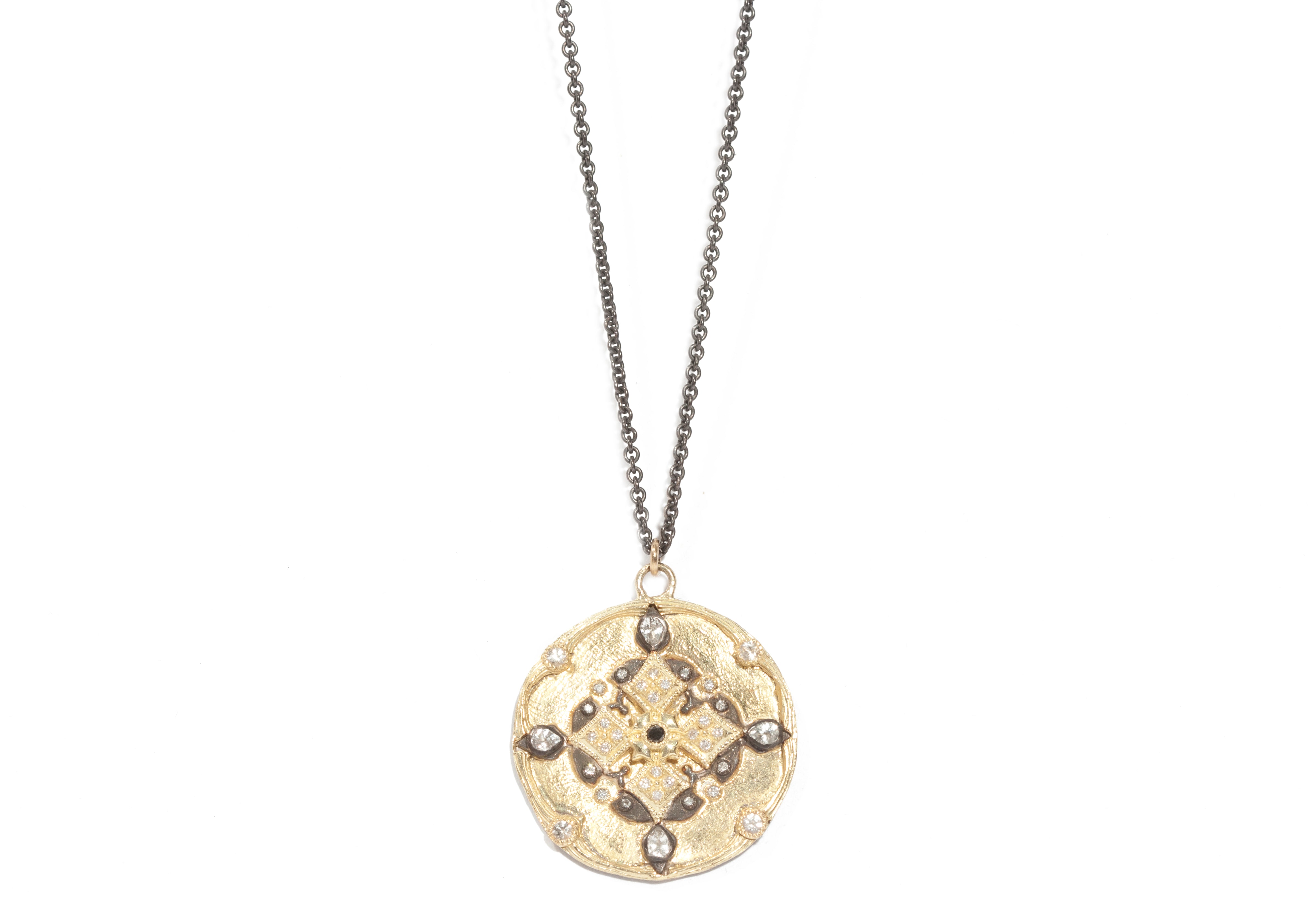 ARMENTA 18K YELLOW GOLD AND STERLING SILVER DIAMOND AND SAPPHIRE PENDANT 04364