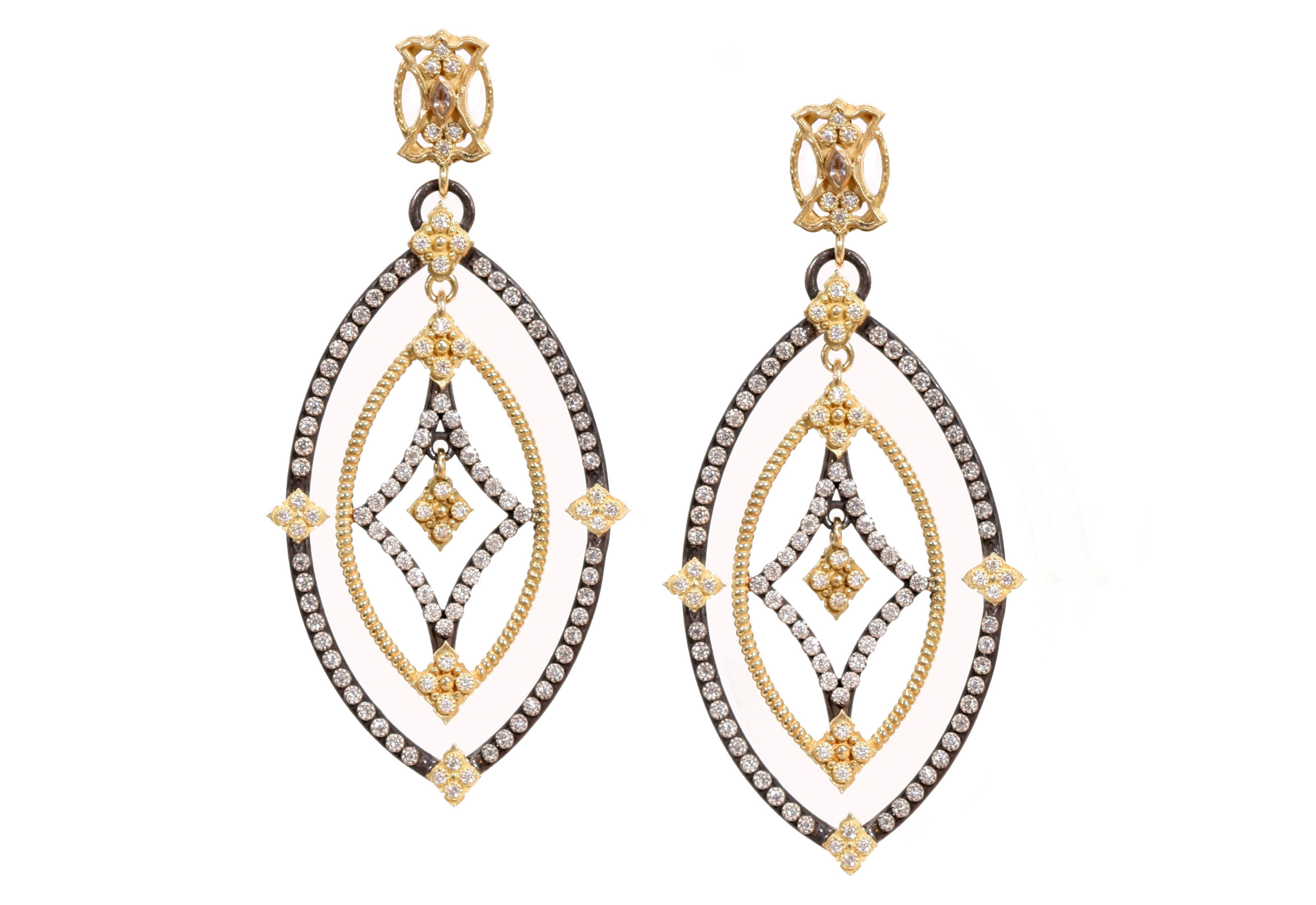ARMENTA 18K YELLOW GOLD AND STERLING SILVER DIAMOND EARRINGS 02414
