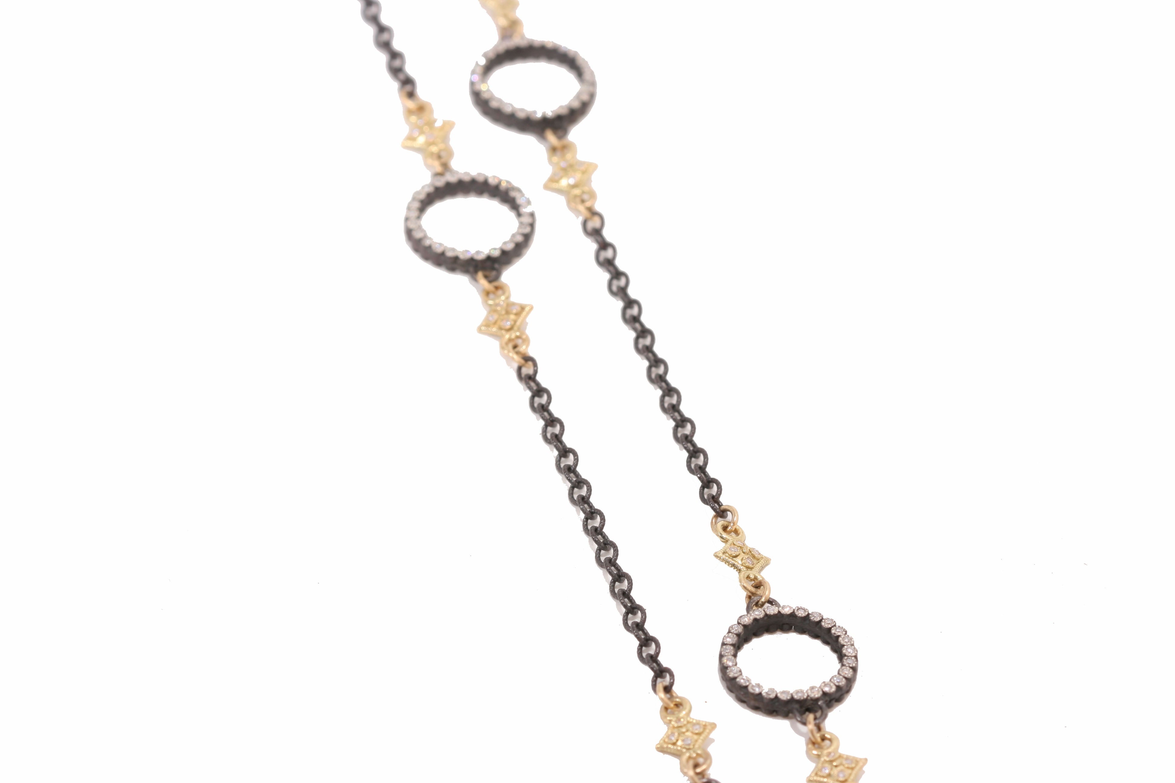 ARMENTA 18K YELLOW GOLD AND STERLING SILVER DIAMOND NECKLACE 02452
