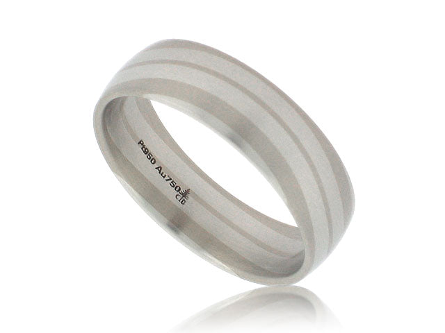 CHRISTIAN BAUER PLATINUM AND 18K WHITE GOLD CONTEMPORARY WAVE BAND FROM THE GENTLEMENS COLLECTION