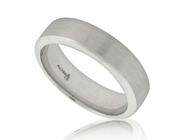 CHRISTIAN BAUER 18K WHITE GOLD SATIN EDGE WEDDING BAND FROM THE GENTLEMENS COLLECTION