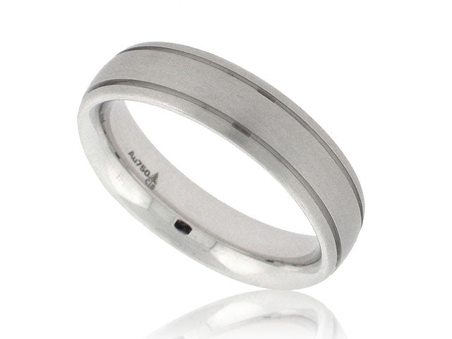 CHRISTIAN BAUER 18K WHITE GOLD SATIN FINISH CLASSIC WEDDING BAND FROM THE GENTLEMENS COLLECTION