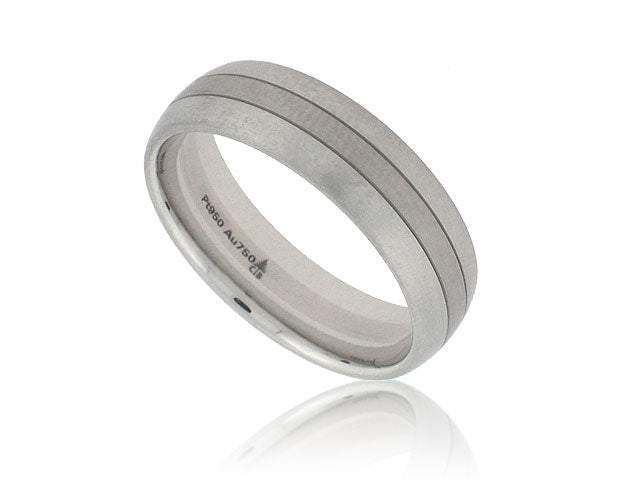 CHRISTIAN BAUER PLATINUM AND 18K WHITE GOLD WEDDING BAND FROM THE GENTLEMENS COLLECTION