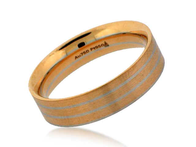 CHRISTIAN BAUER 18K ROSE GOLD AND PLATINUM 6MM WEDDING BAND FROM THE GENTLEMENS COLLECTION