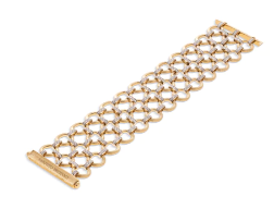 Jaipur Link Collection 18K Yellow & White Gold Flat-Link Triple Row Diamond Bracelet