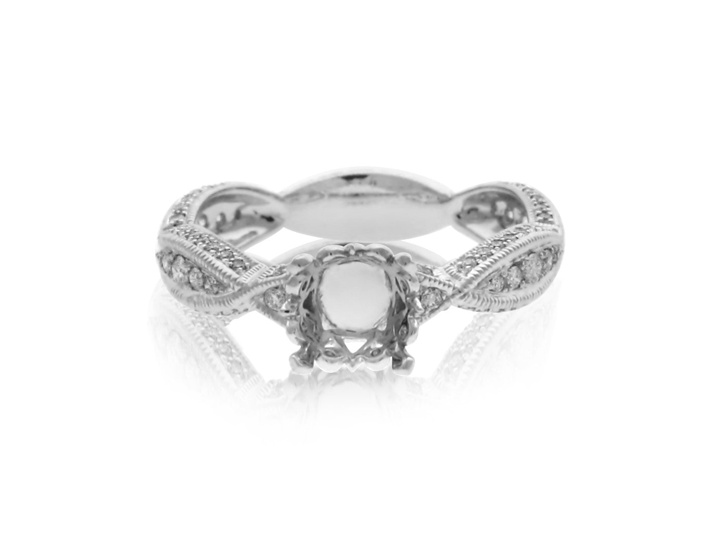 BEVERLEY K 18K WHITE GOLD 0.41CT DIAMOND ENGAGEMENT RING MOUNTING (CENTER STONE SOLD SEPARATELY) FROM THE BRIDAL JEWELRY COLLECTION