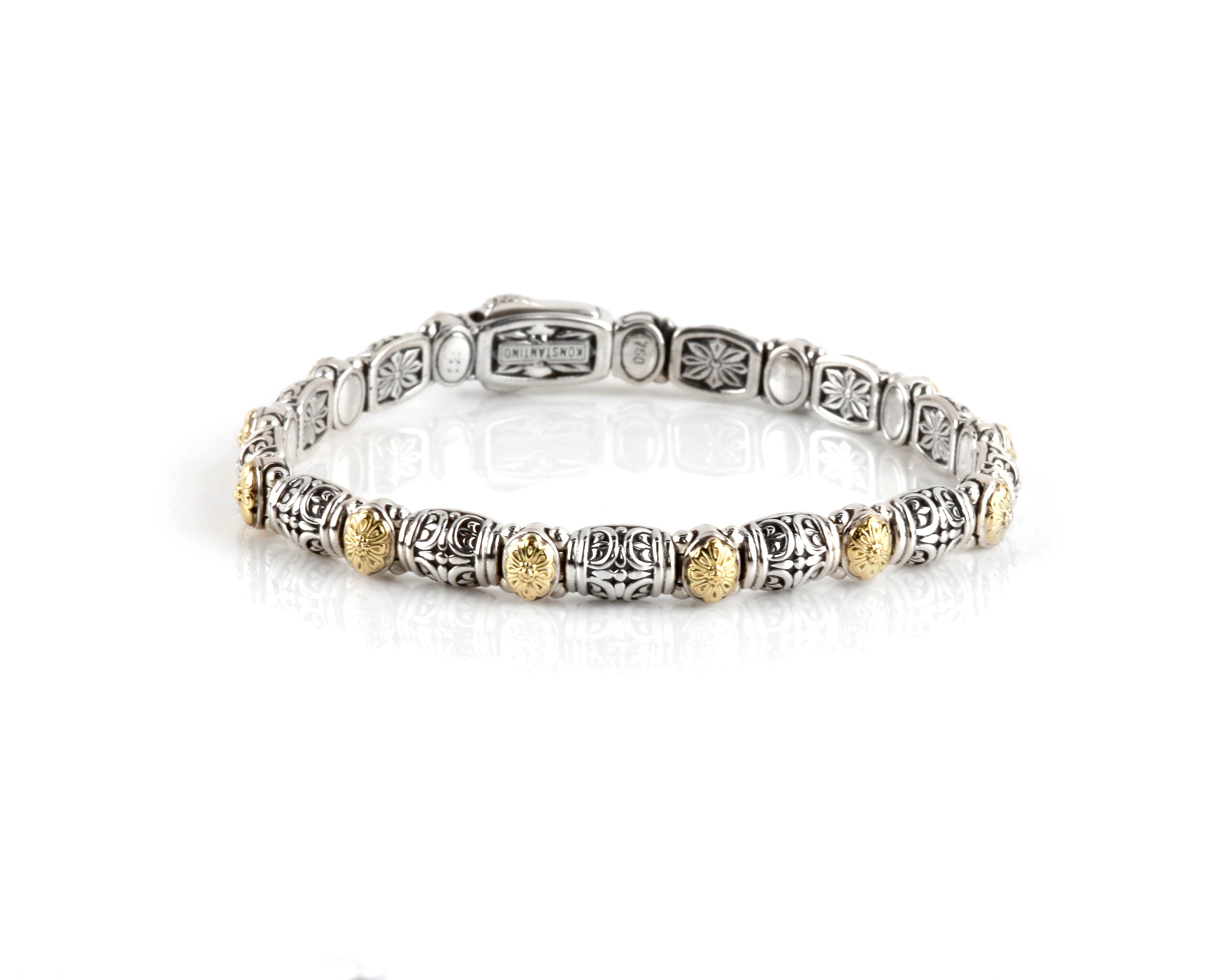 KONSTANTINO STERLING SILVER & 18K GOLD DOTTED CLASP BRACELET FROM THE HERMIONE COLLECTION