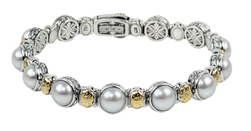 KONSTANTINO STERLING SILVER & 18K GOLD BRACELET PEARL FROM THE HESTIA COLLECTION