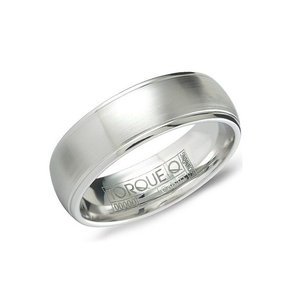 CROWN MENS 7MM WHITE COBALT RING SZ 7.5 CB-7127