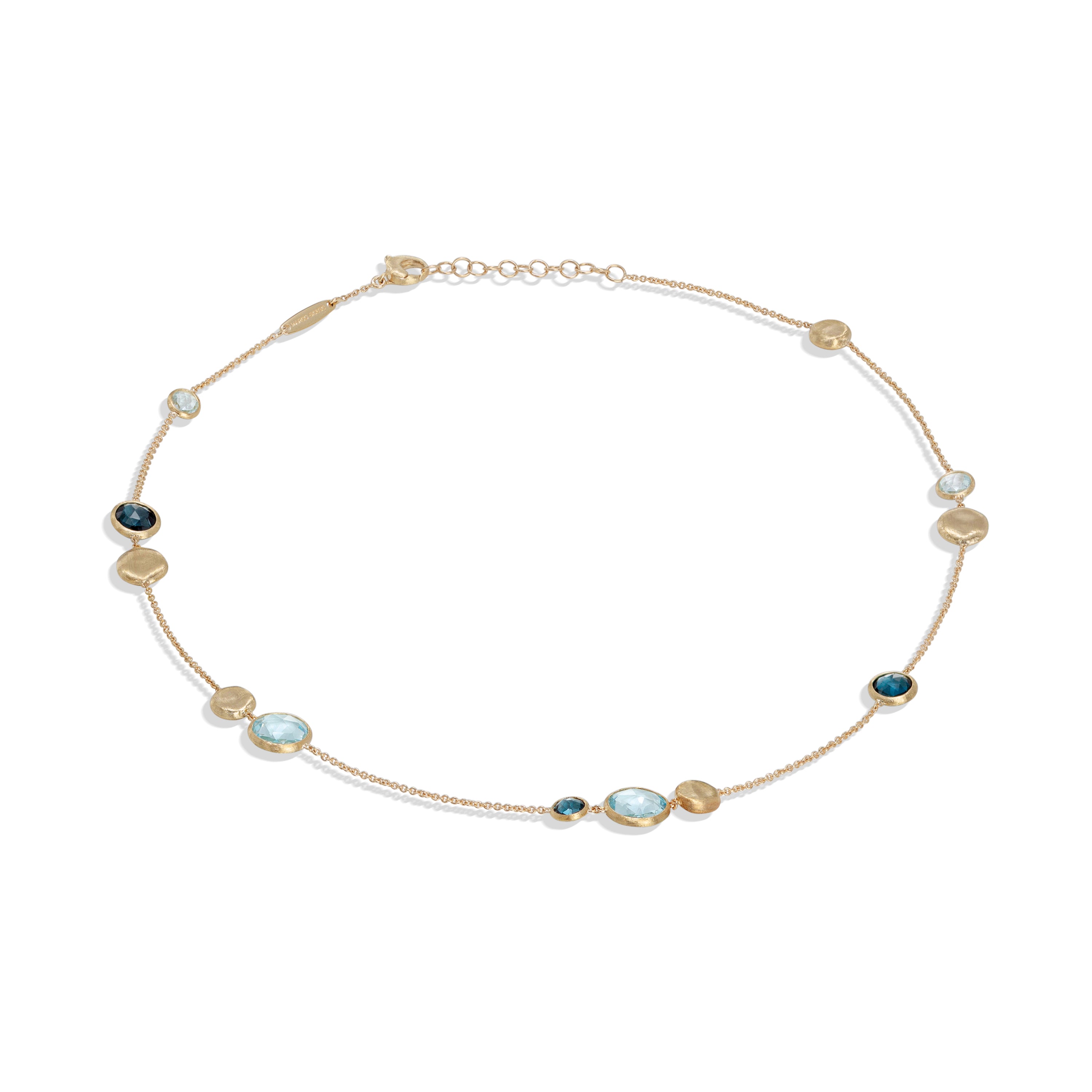 Marco Bicego Jaipur Color Collection 18K Yellow Gold Mixed Blue Topaz Necklace