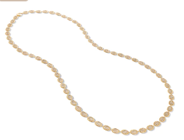 Lunaria Collection 18K Yellow Gold and Diamond Pavé Link Long Necklace