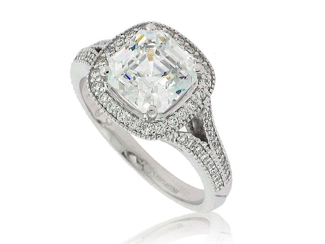 CHRISTOPHER DESIGNS 18K WHITE GOLD .33CT DIAMOND ENGAGEMENT RING MOUNTING (CENTER STONE SOLD SEPARATELY)