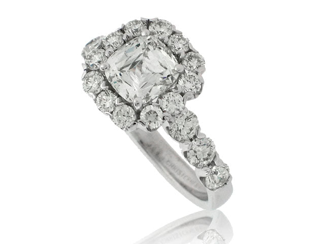 CHRISTOPHER DESIGNS 18K WHITE GOLD DIAMOND ENGAGEMENT RING WITH 1.52CT CENTER DIAMOND GIA CERTED AND 1.33CT SI/I IN THE MOUNTING