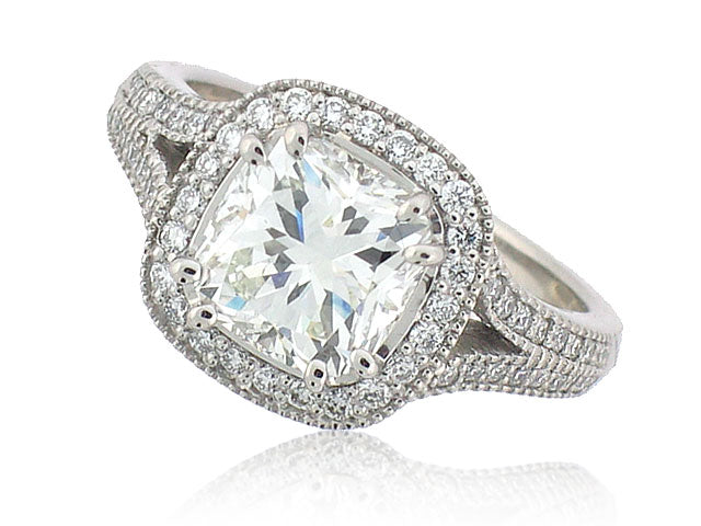 CHRISTOPHER DESIGNS 18K WHITE GOLD 0.32CT DIAMOND ENGAGEMENT RING MOUNTING (CENTER STONE SOLD SEPARATELY)