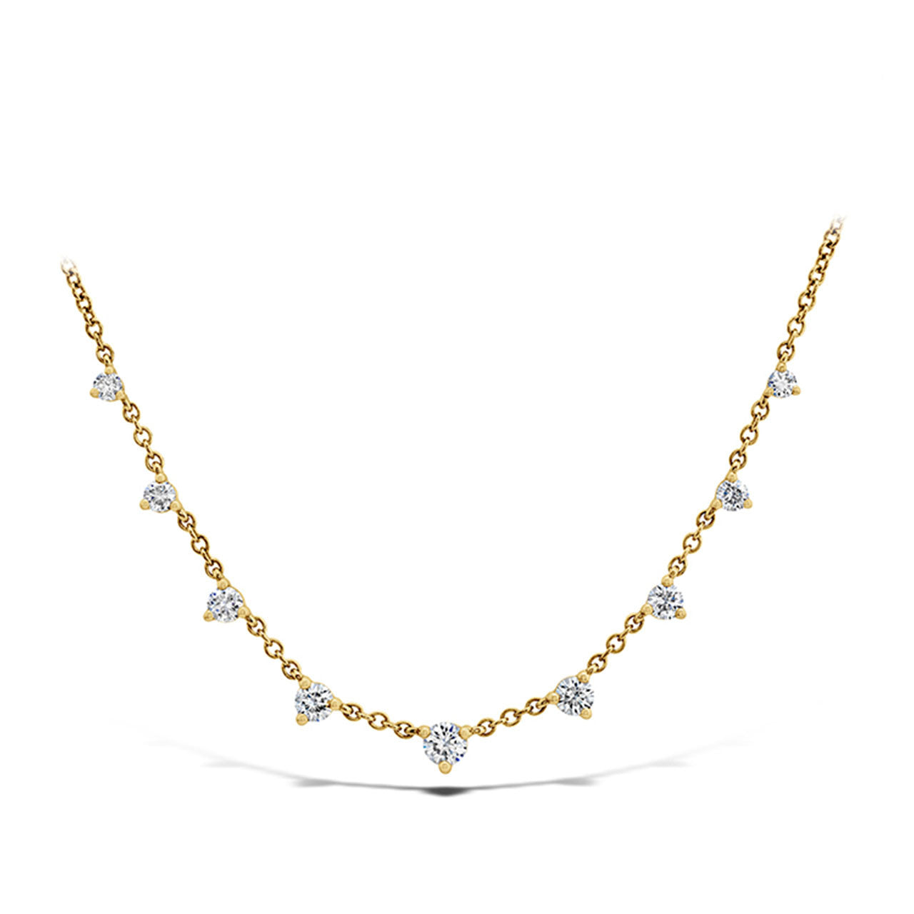 18K YELLOW GOLD 9 STATION NECKLACE .39CT