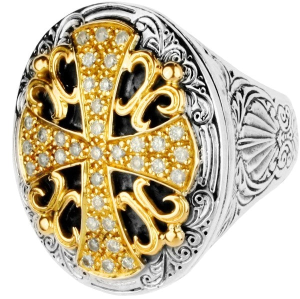 KONSTANTINO STERLING SILVER & 18K GOLD DIAMOND (0.70CT +/-) RING FROM THE DIAMOND CLASSICS COLLECTIO