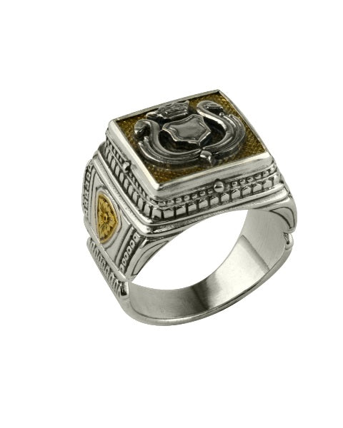 KONSTANTINO STERLING SILVER & BRONZE SHIELD RING FROM THE MYRMIDONES COLLECTION