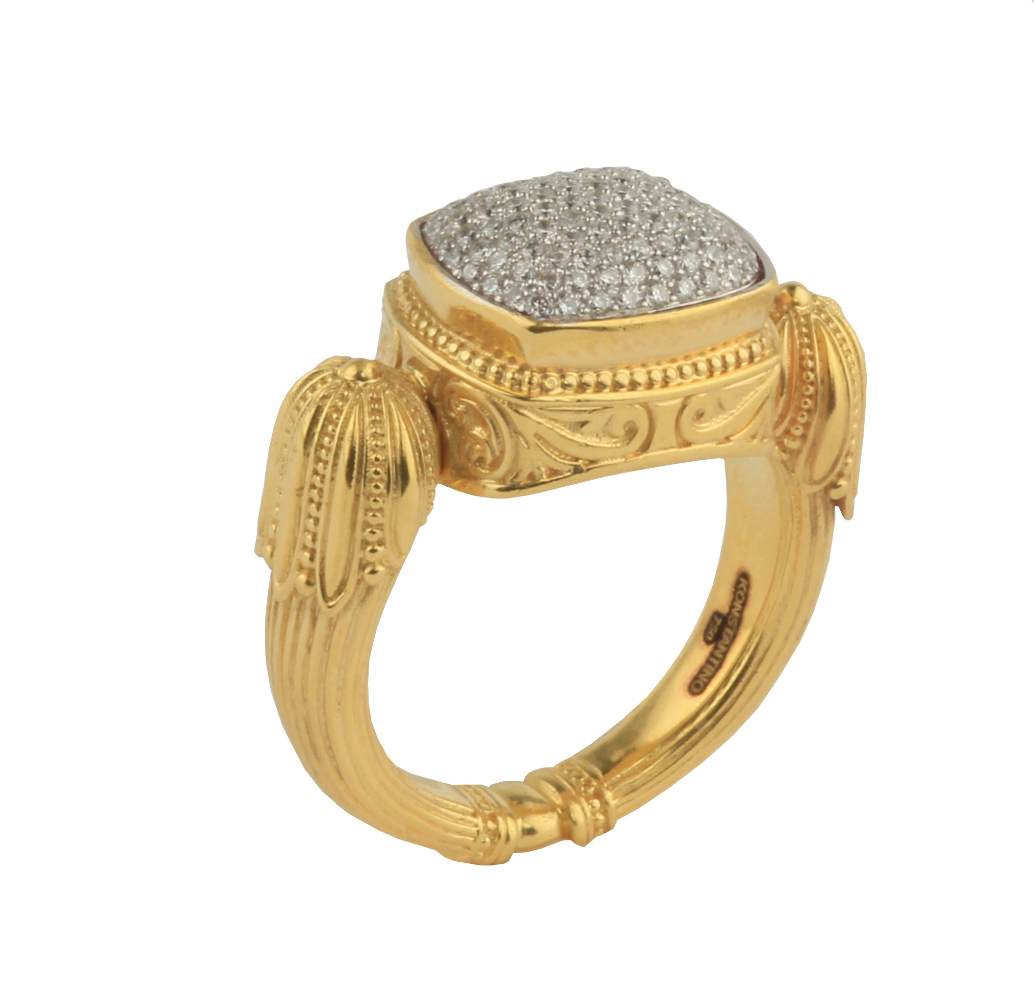KONSTANTINO 18KT GOLD (7.03GR +/-)  PAVE (0.48CT +/-) RING FROM THE FLAMENCO GOLD  COLLECTION