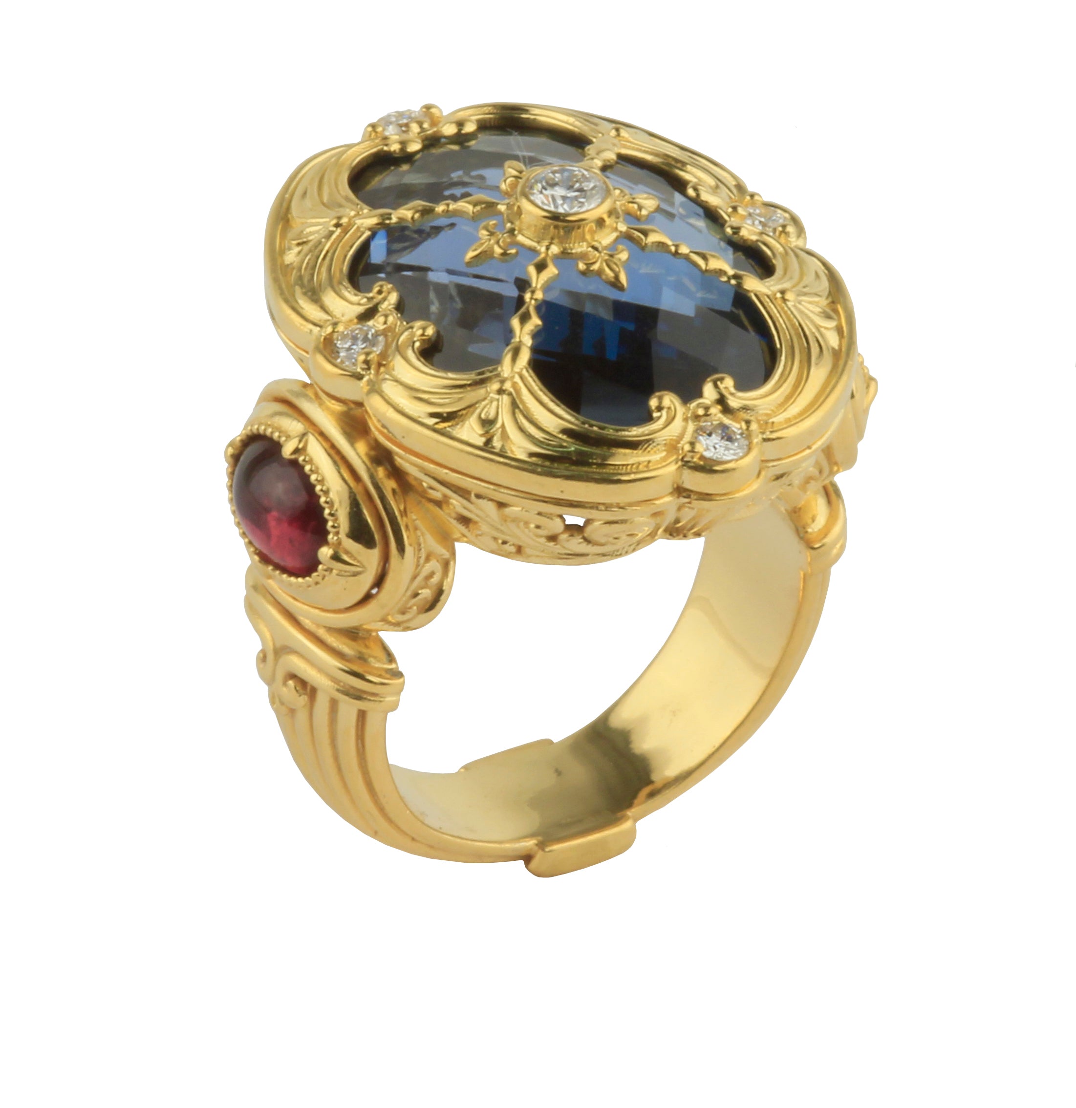 KONSTANTINO 18KT GOLD (11.0GR +/-) LONDON BLUE TOPAZ (22.0CT +/-)  (OTHER STONE CHOICES AVAILABLE) R