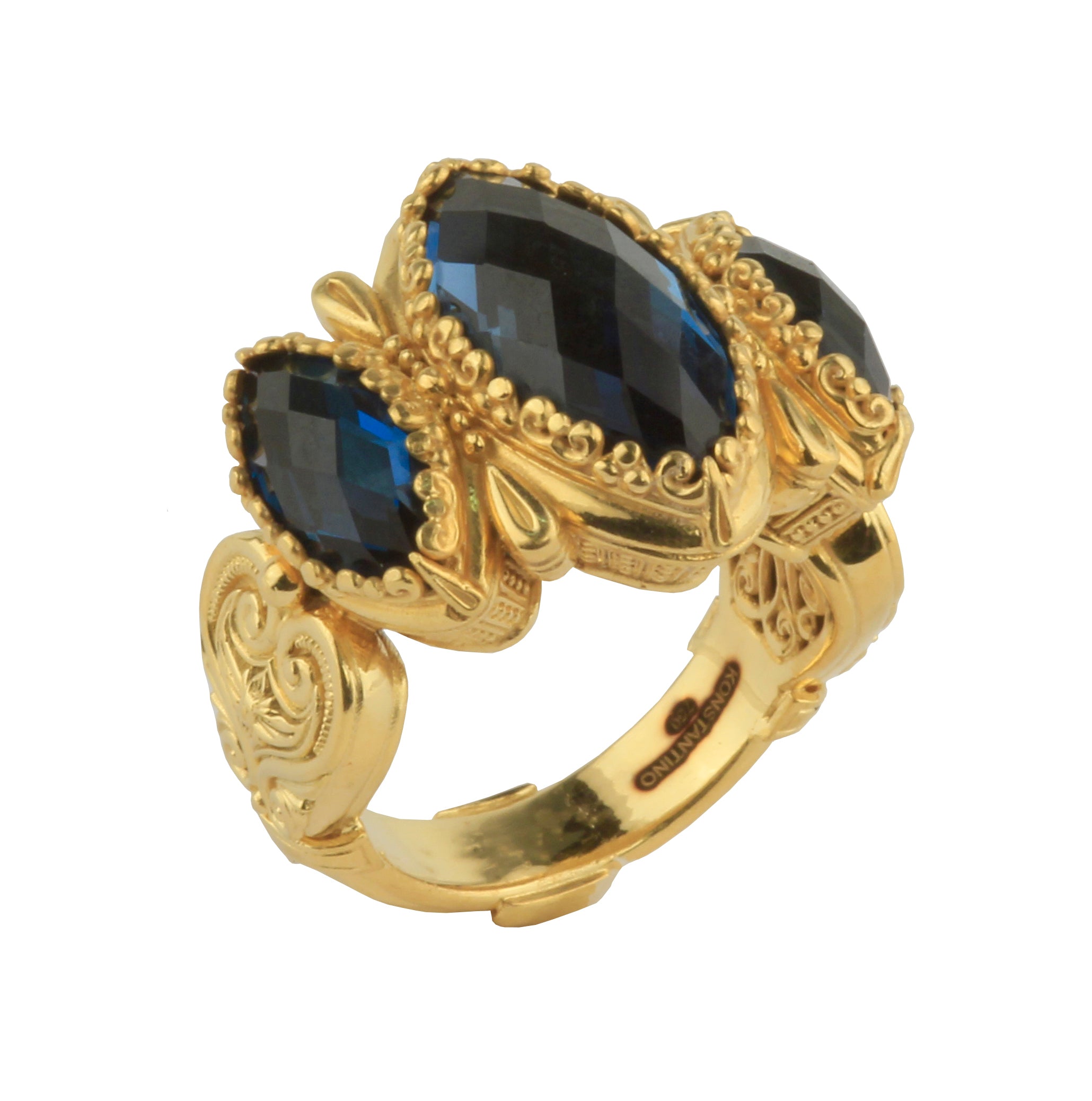 KONSTANTINO 18KT GOLD (12.4GR +/-)  LONDON BLUE TOPAZ (12.7CT +/-) RING FROM THE FLAMENCO GOLD  COLL