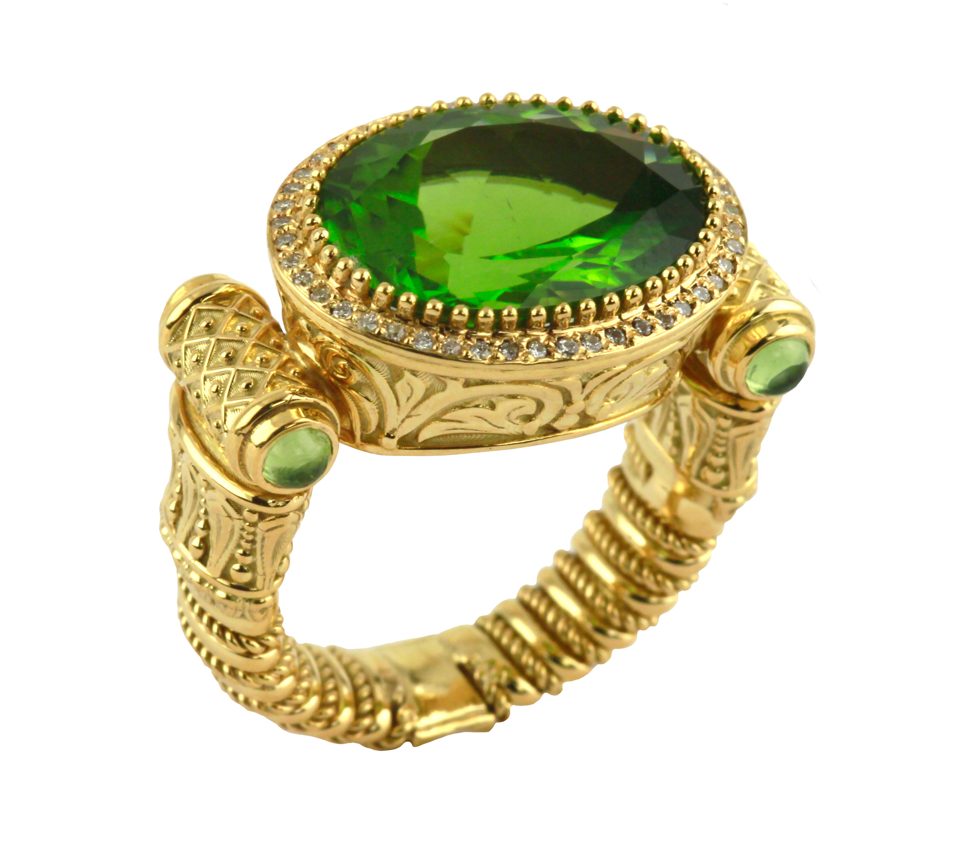 KONSTANTINO 18KT GOLD (10.7GR +/-) PERIDOT (10.2CT +/-) (OTHER STONE CHOICES AVAILABLE) RING FROM TH