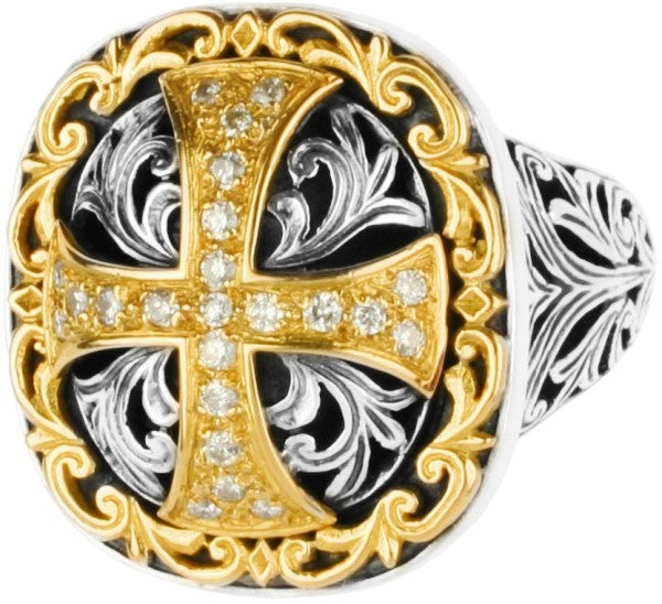KONSTANTINO STERLING SILVER & 18K GOLD DIAMOND (0.3CT +/-) RING FROM THE DIAMOND CLASSICS COLLECTION