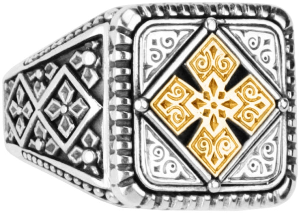 KONSTANTINO STERLING SILVER & 18K GOLD RING FROM THE SILVER & GOLD COLLECTION