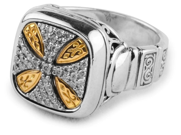 KONSTANTINO STERLING SILVER & 18K GOLD DIAMOND-109 (0.40CT) RING FROM THE DIAMOND CLASSICS COLLECTIO