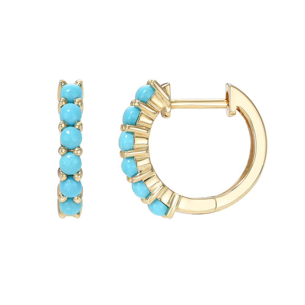 LIVEN CO 14K Y GOLD & TURQUOISE HUGGIES