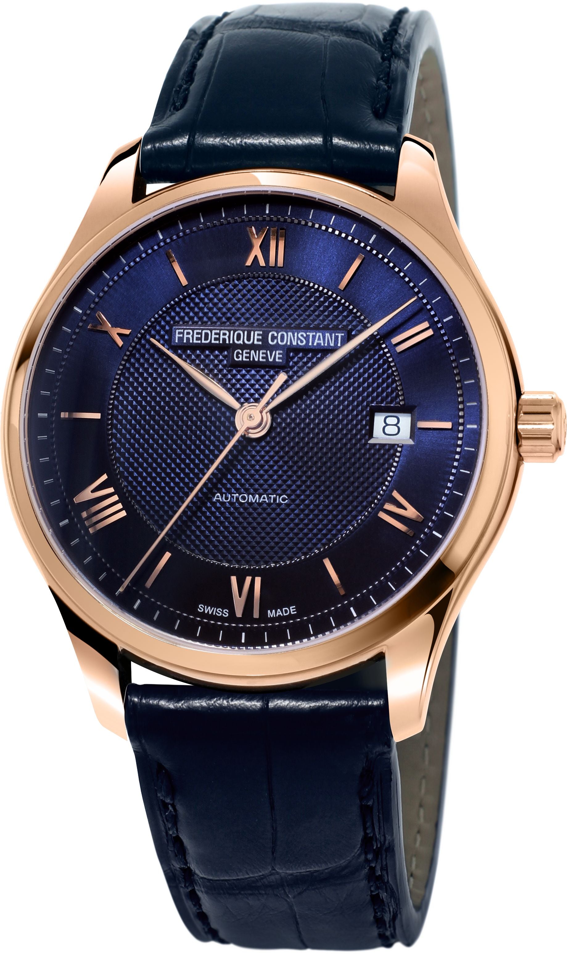 FREDERIQUE CONSTANT MENS STAINLESS STEEL Rose Gold-Tone Automatic CLASSICS Leather Strap